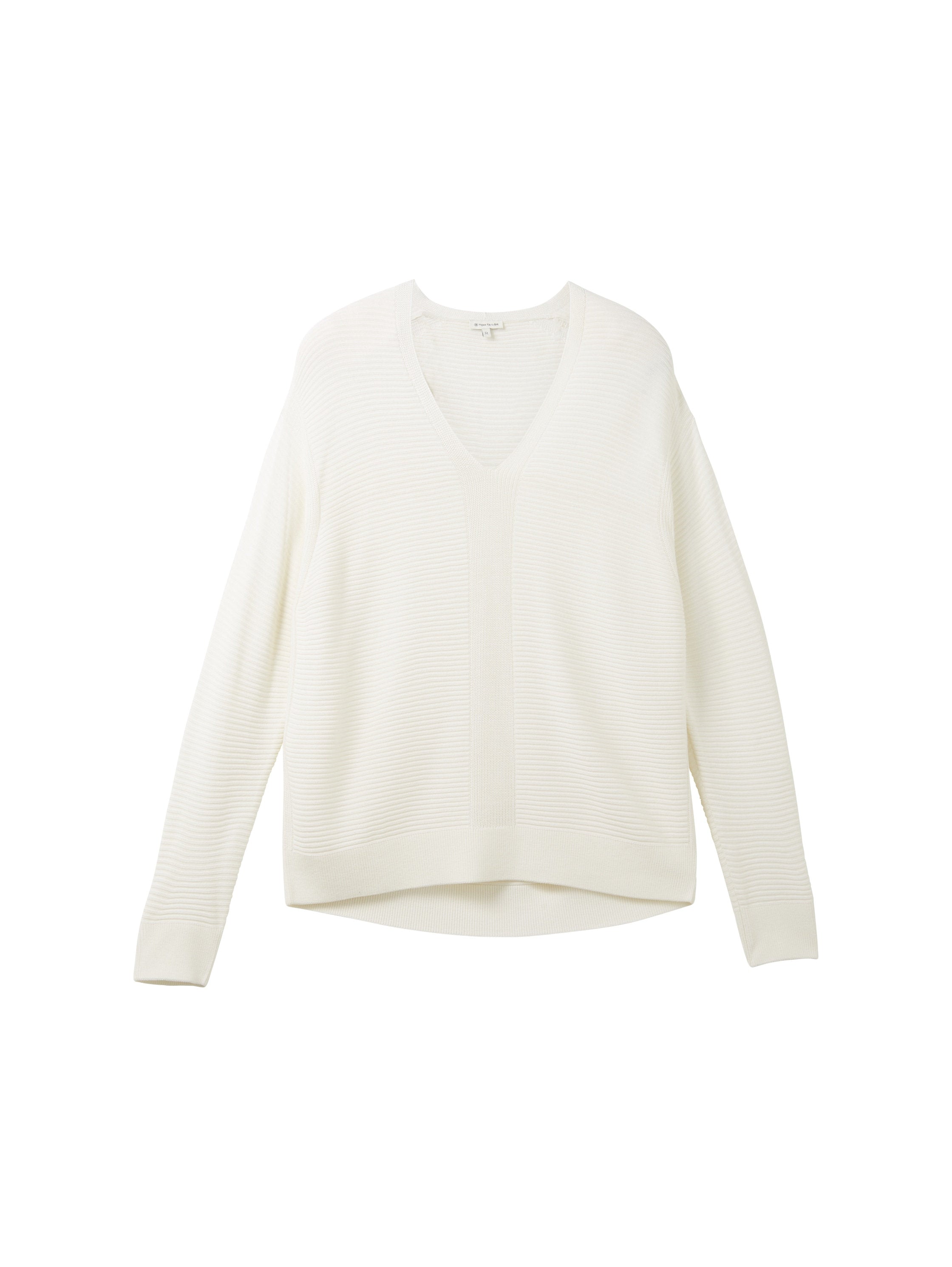 Knit Rib V Neck Pullover_1037752_10315_01