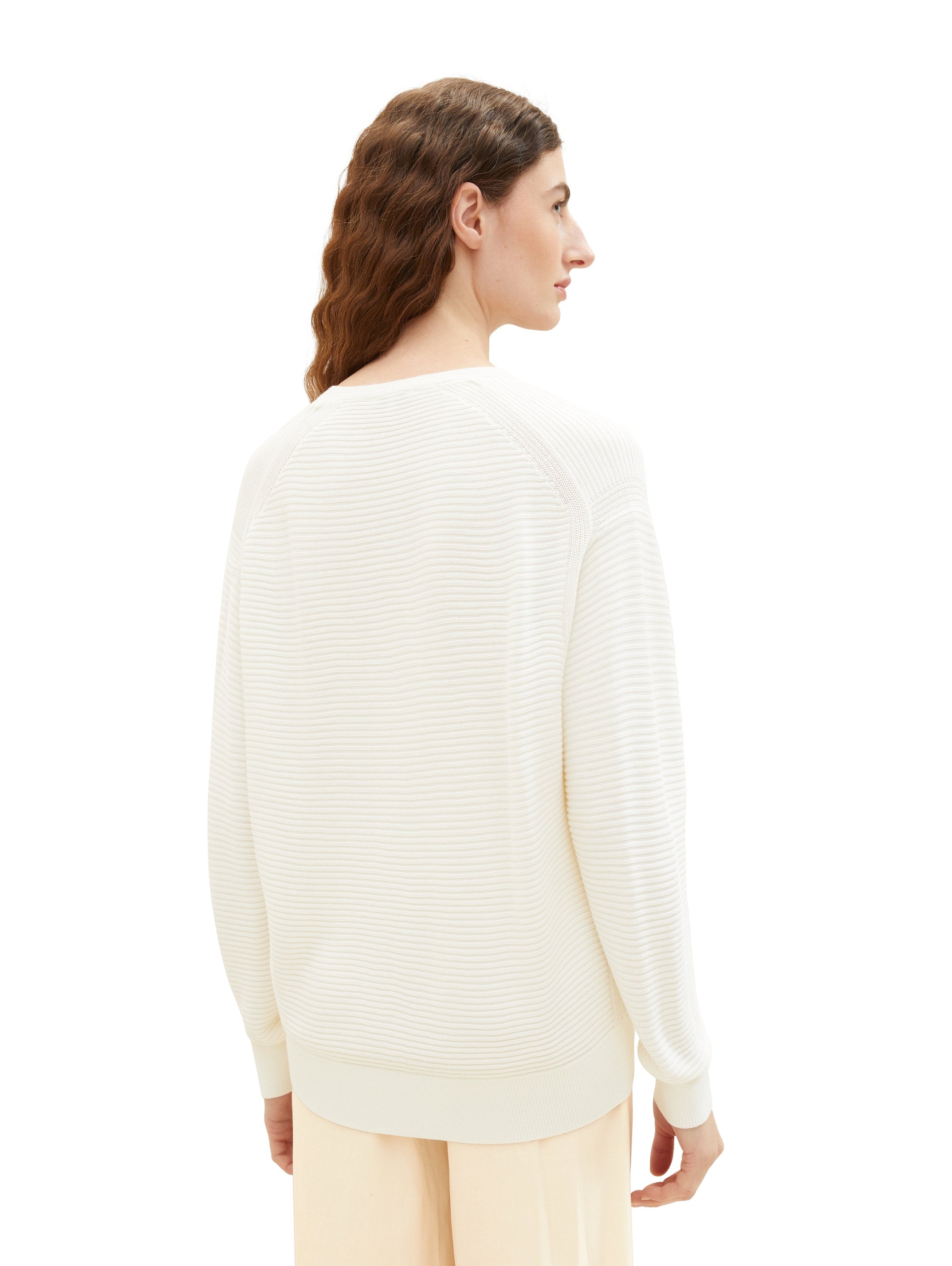 Knit Rib V Neck Pullover_1037752_10315_04