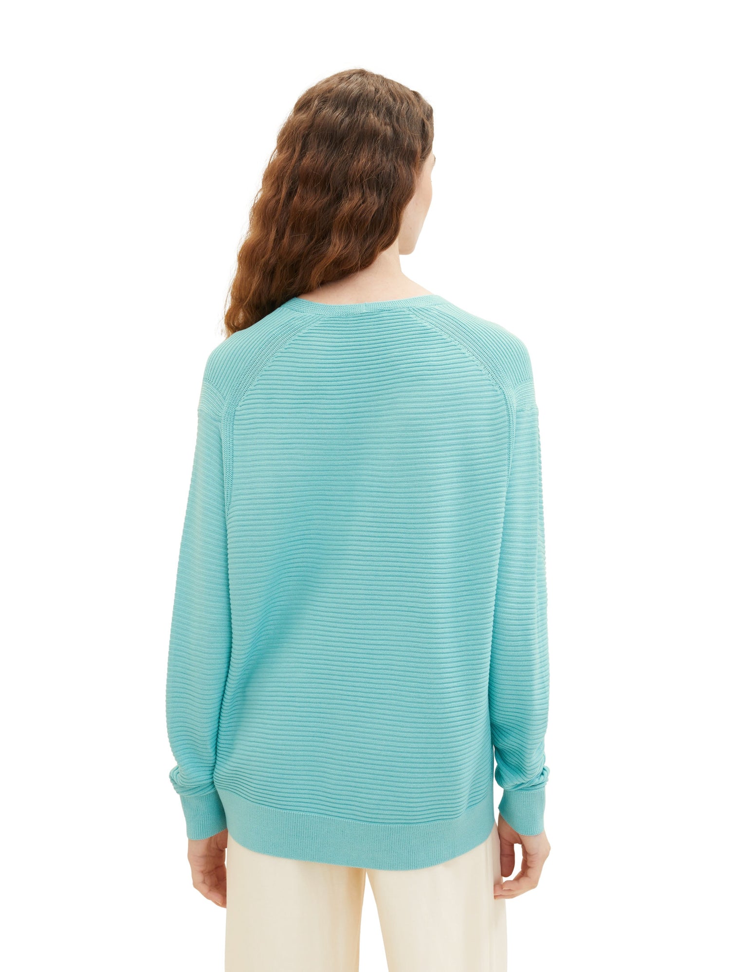 Knit Rib V Neck Pullover_1037752_10426_04