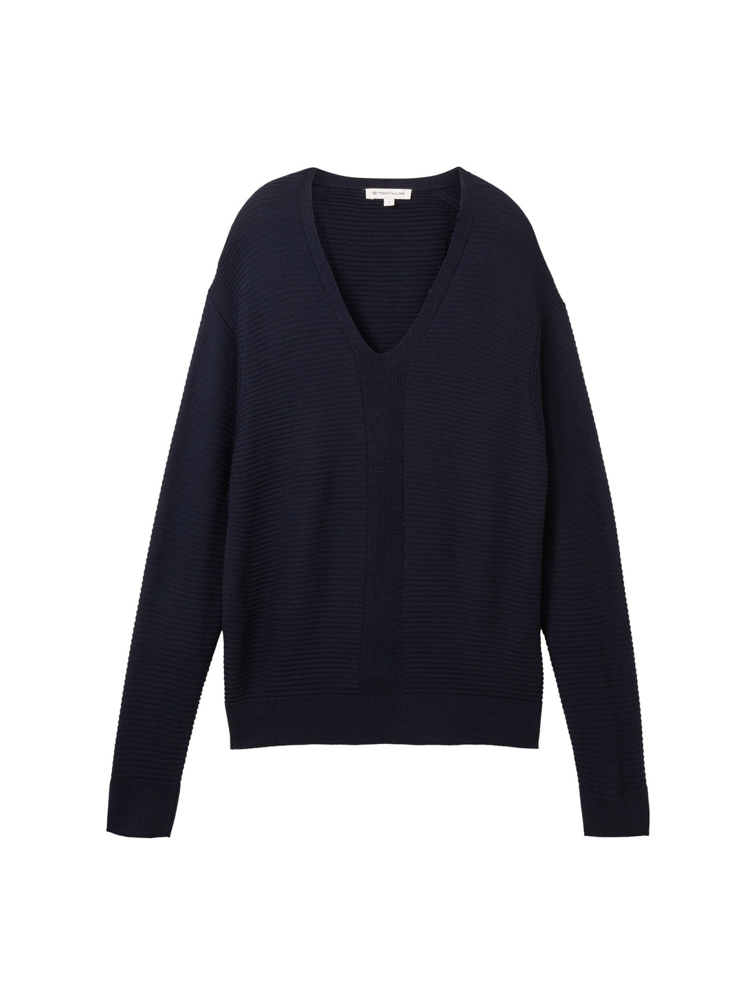 Knit Rib V Neck Pullover_1037752_10668_01