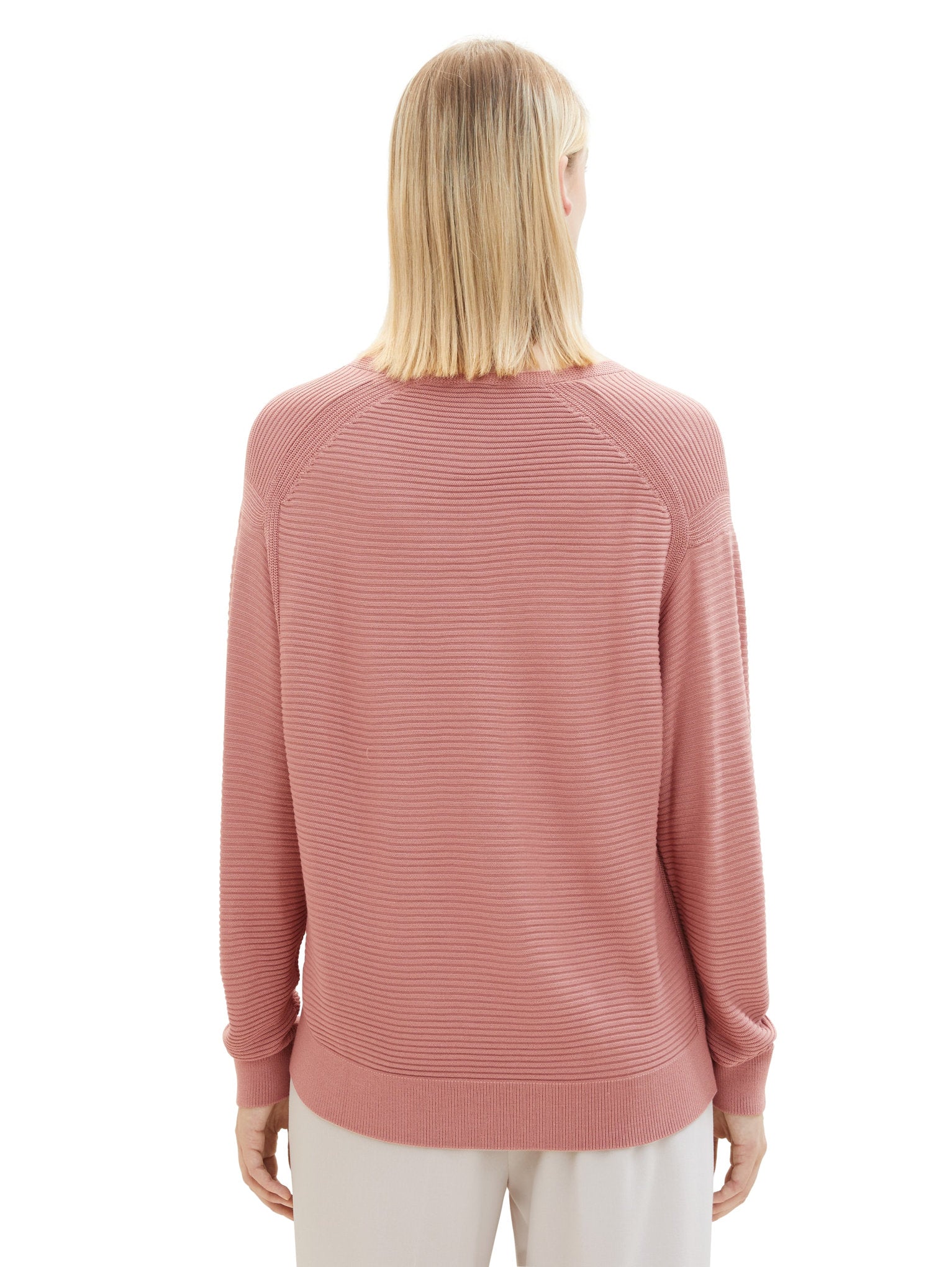 Knit Rib V Neck Pullover_1037752_32224_04