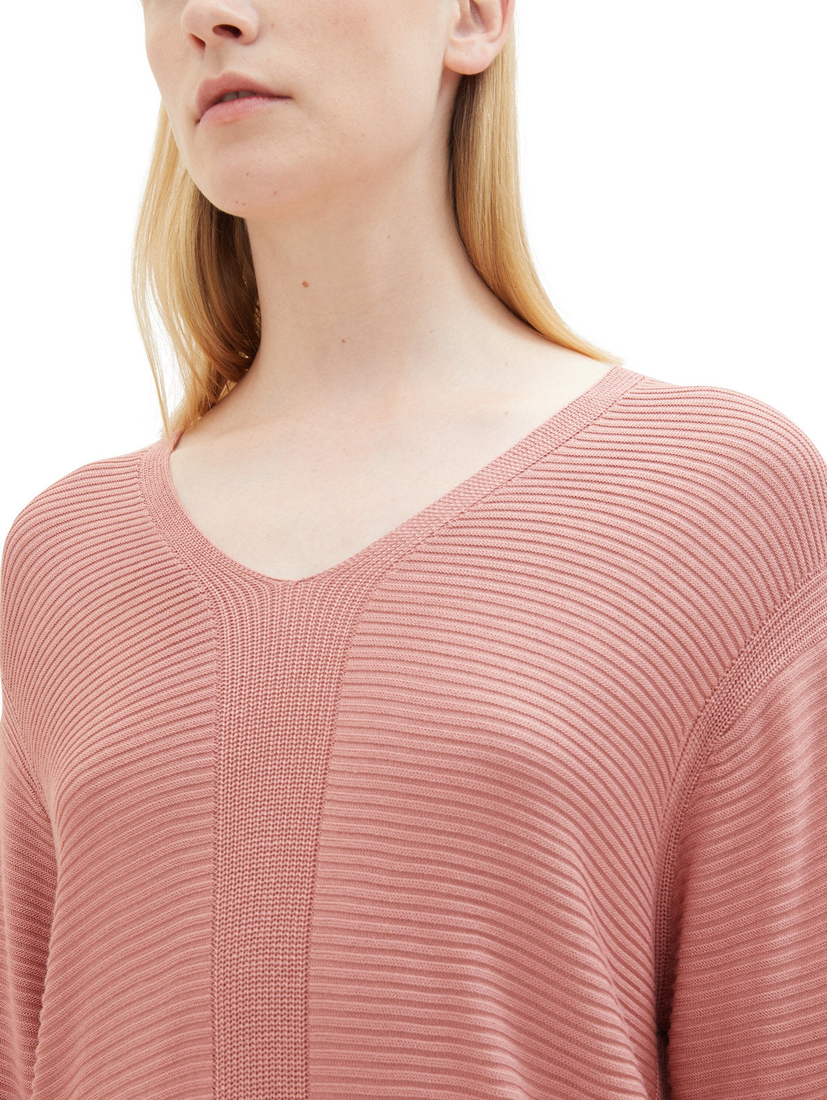 Knit Rib V Neck Pullover_1037752_32224_06