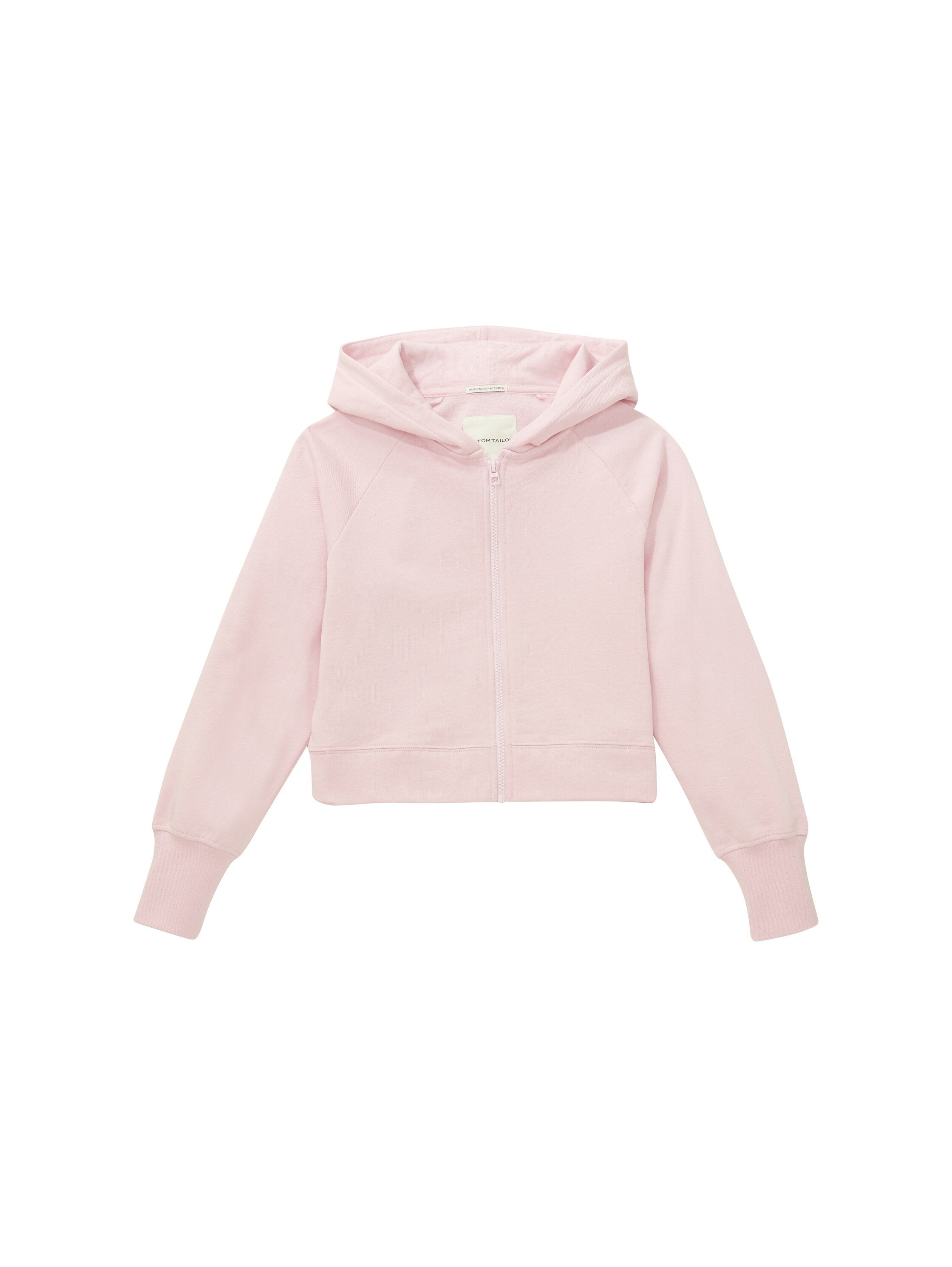 Cropped Hood Sweat Jacket With Zipper_1037758_32267_01