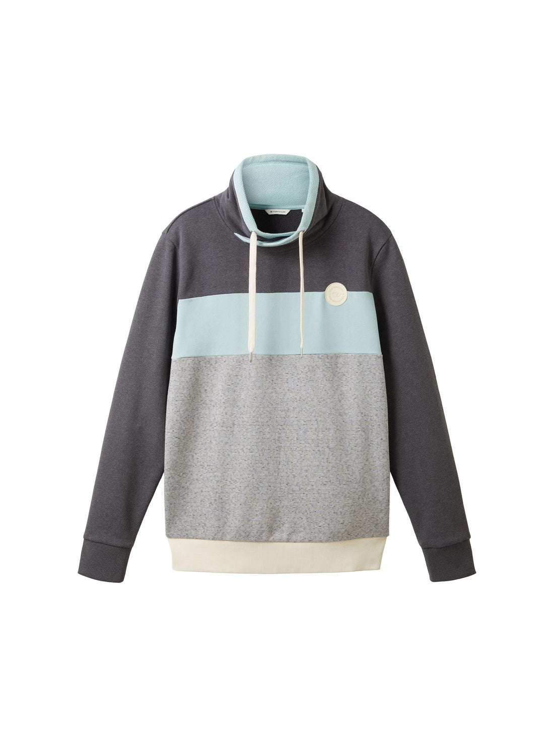 High Collar Hoodie With Color Block Design_1037761_11086_01