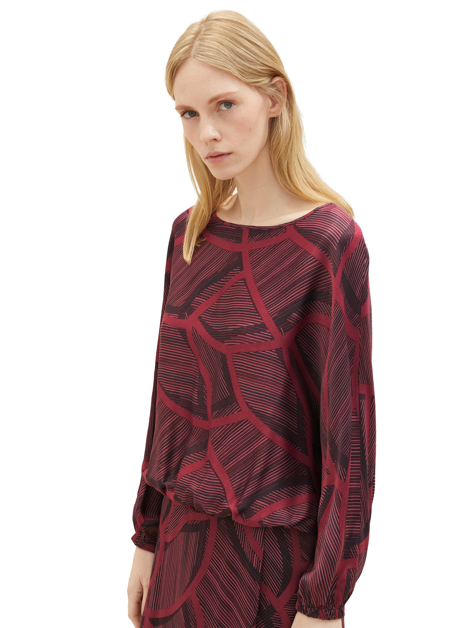 Printed Blouse With Balloon Sleeves_1037896_32363_02