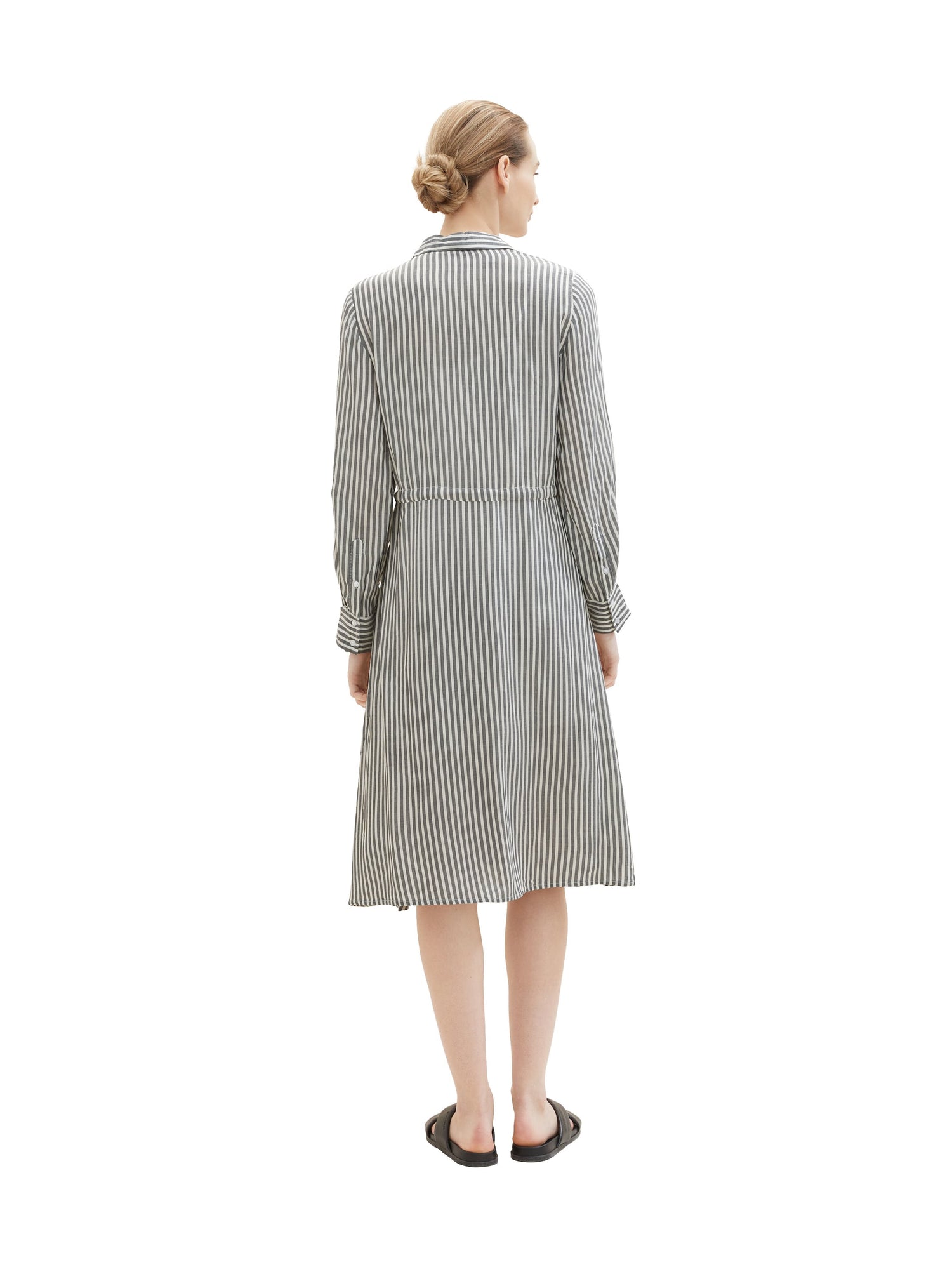 Long Sleeve Striped Knee Length Dress_1037932_32595_04