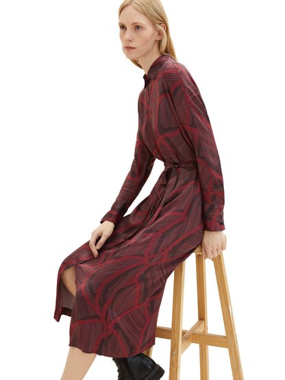 Long Sleeve Belted Midi Dress With All Over Print_1037934_32363_02