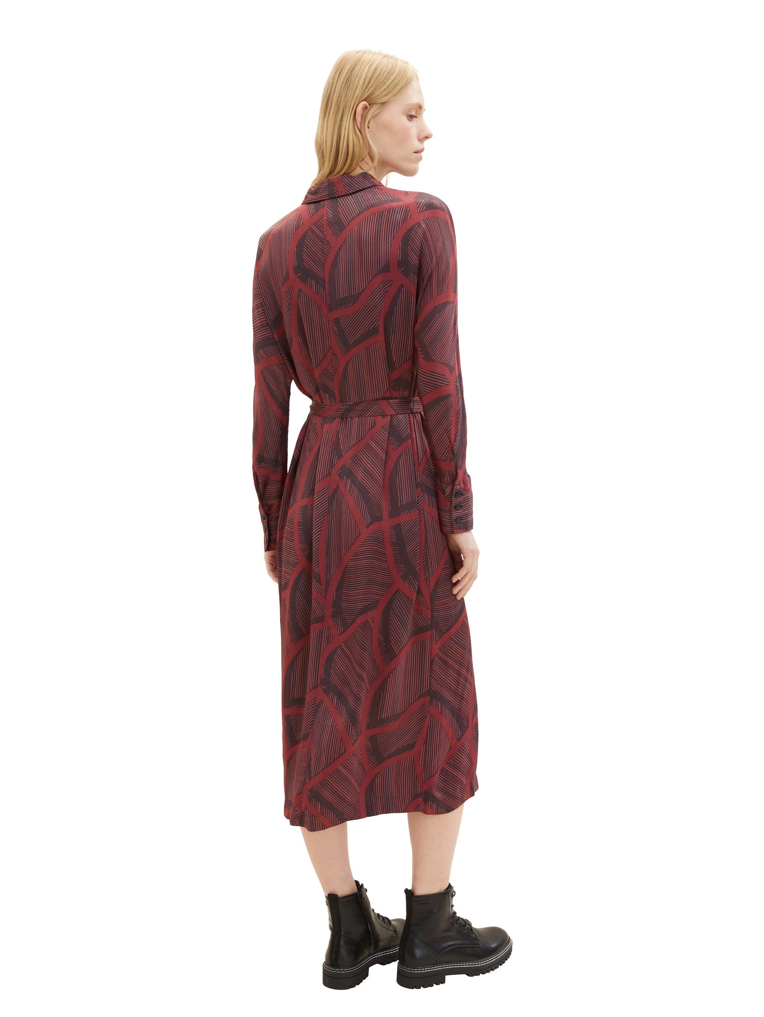 Long Sleeve Belted Midi Dress With All Over Print_1037934_32363_04