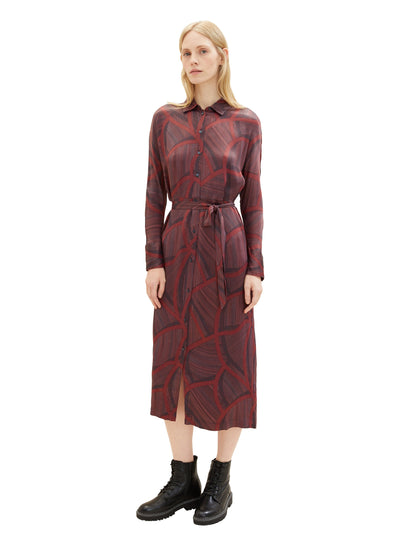 Long Sleeve Belted Midi Dress With All Over Print_1037934_32363_06