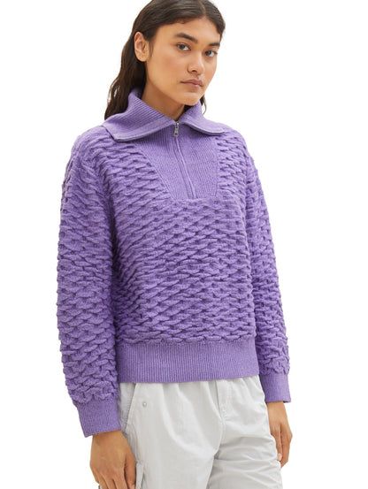 Knitted Sweater With Quarter Zip_1038155_32255_05