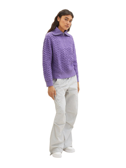 Knitted Sweater With Quarter Zip_1038155_32255_06