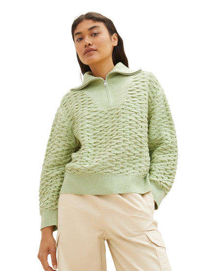 Knitted Sweater With Quarter Zip_1038155_32256_02