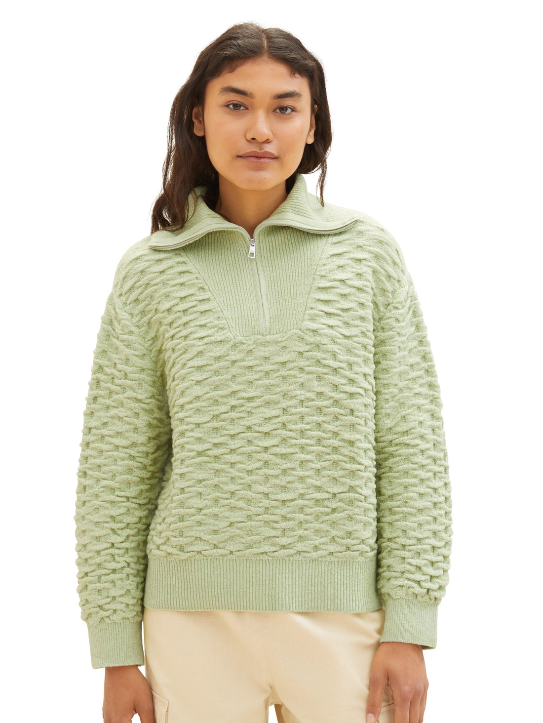 Knitted Sweater With Quarter Zip_1038155_32256_05