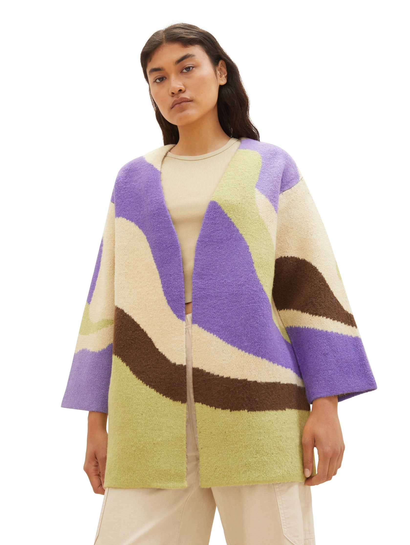 Slip On Cardigan With Colorful Design_1038159_32504_02