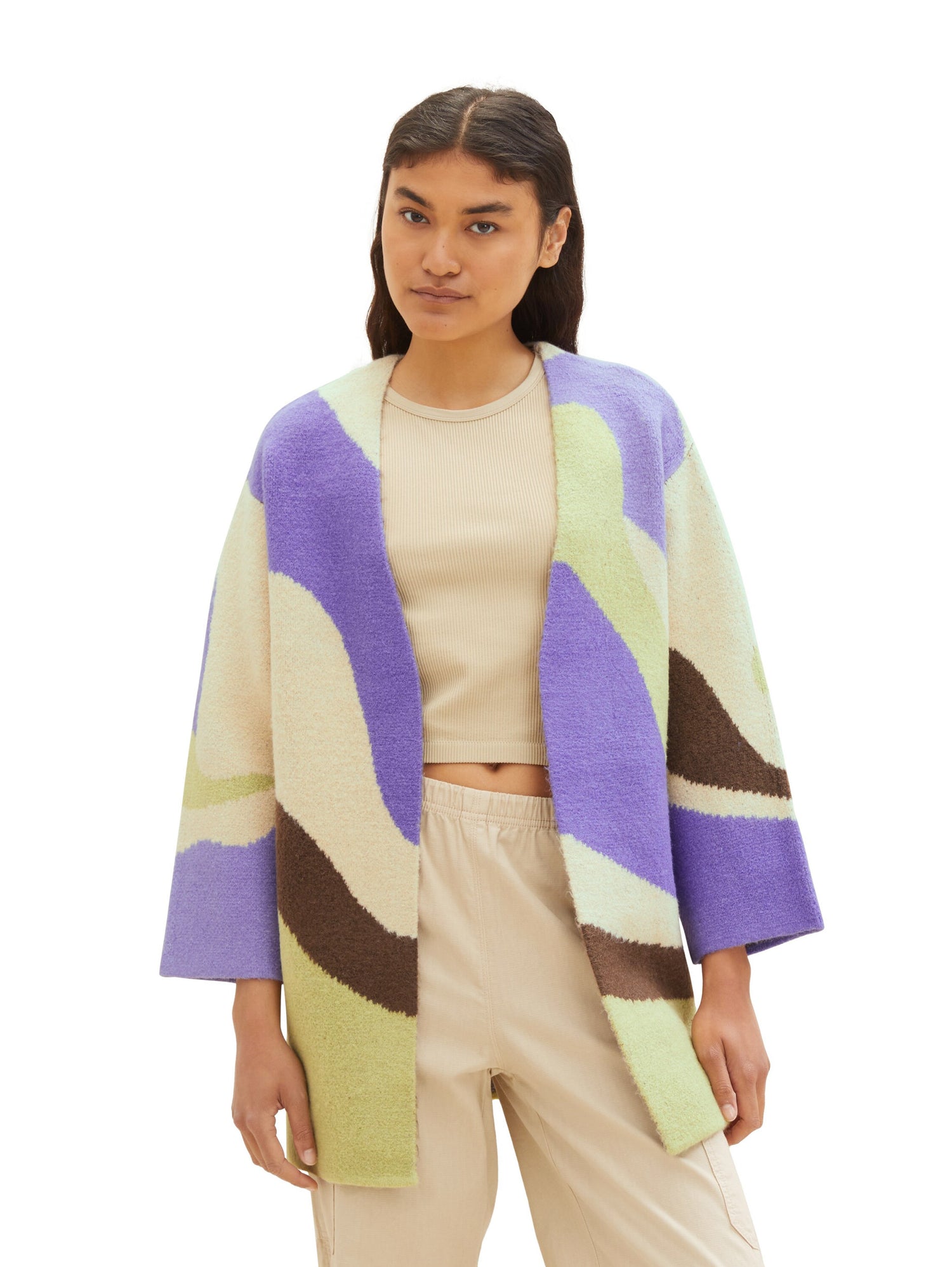 Slip On Cardigan With Colorful Design_1038159_32504_06
