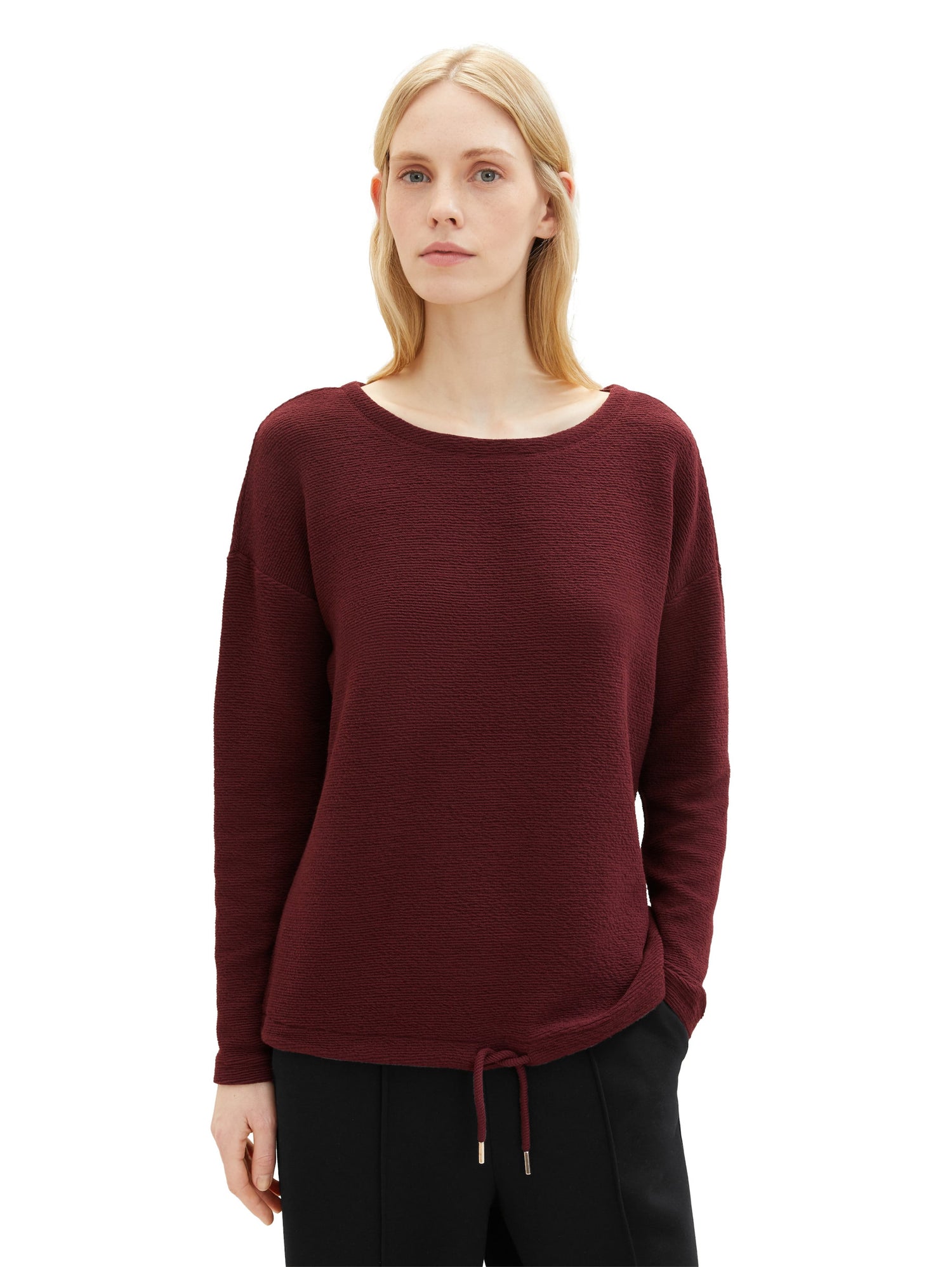 Long Sleeve T Shirt With Wide Round Neckline_1038177_10308_05