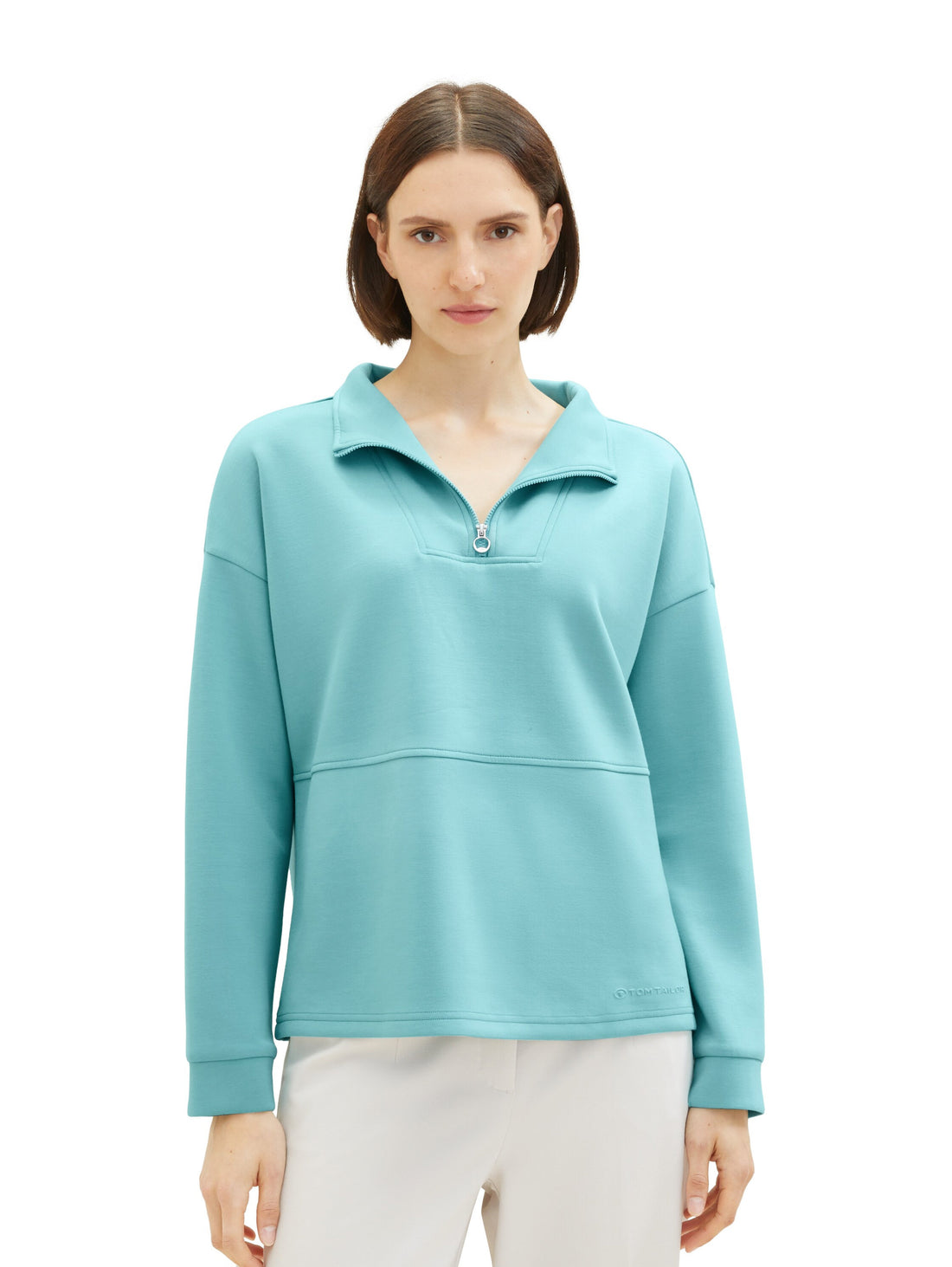 High Collar Sweatshirt With Quarter Zip_1038181_10426_02