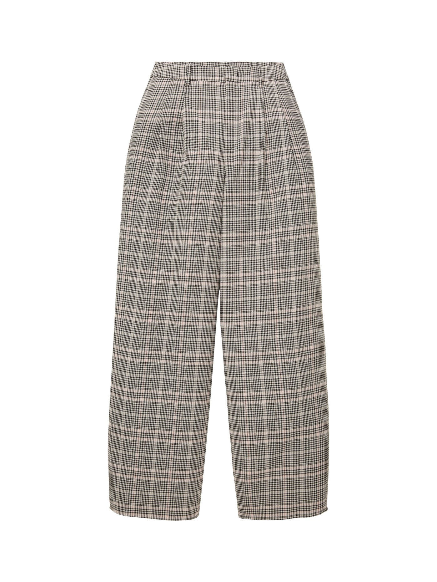 Checkered Wide Leg Dress Trousers_1038218_32456_01