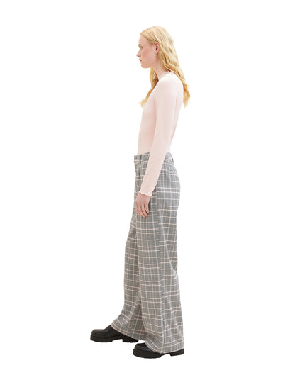 Checkered Wide Leg Dress Trousers_1038218_32456_03