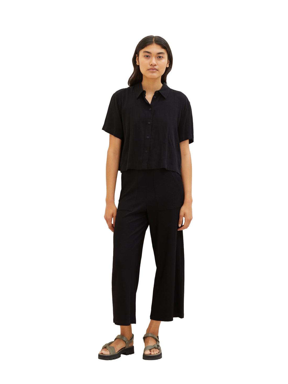 Cropped Slip On Trousers With Pockets_1038220_14482_04