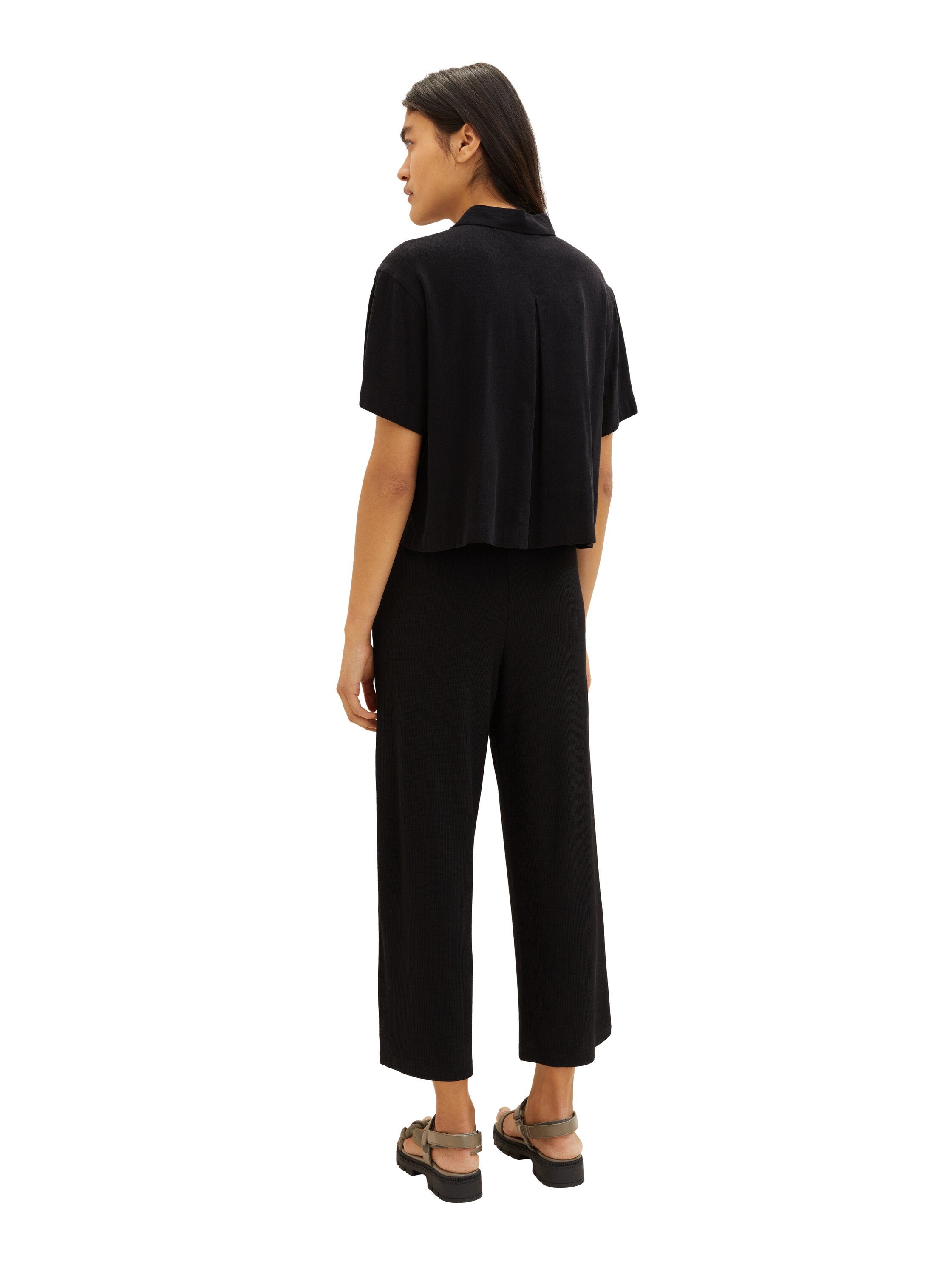 Cropped Slip On Trousers With Pockets_1038220_14482_05