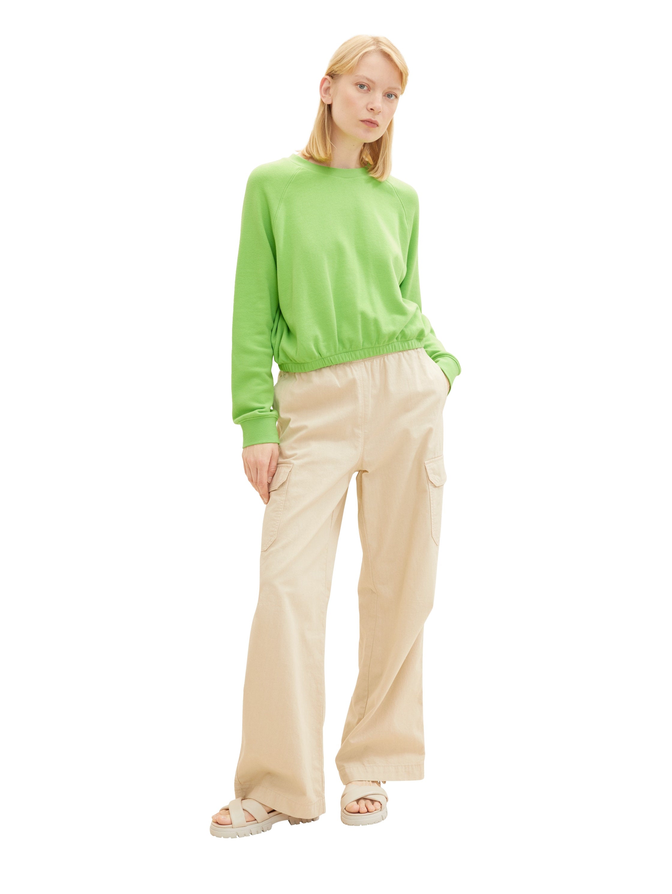 Cropped Sweatshirt With Elastic Hem_1038316_12318_03