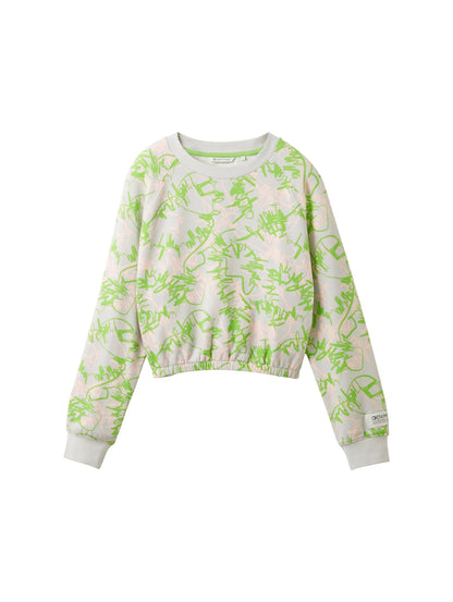 Cropped Sweatshirt With Elastic Hem_1038316_32432_01