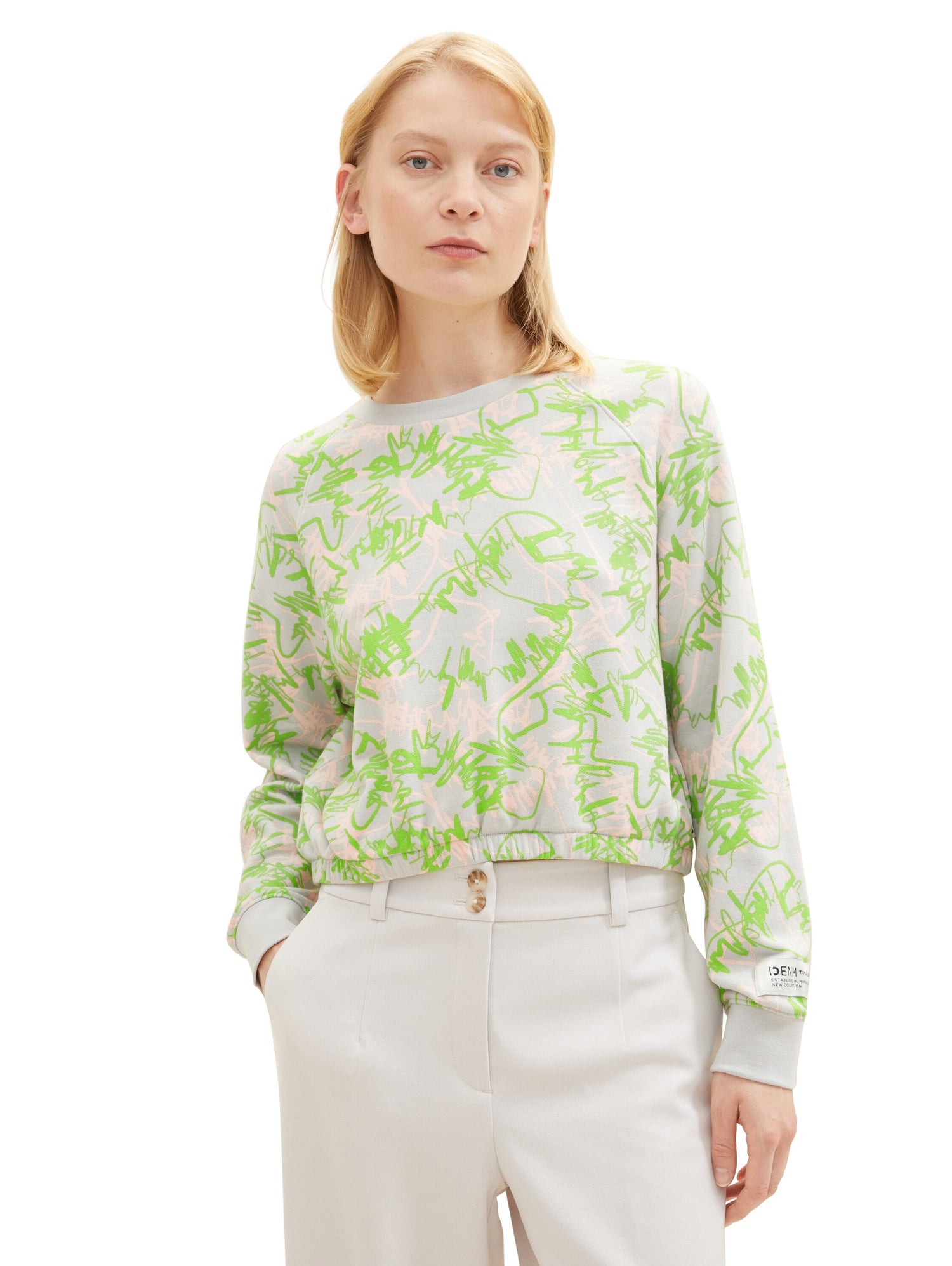 Cropped Sweatshirt With Elastic Hem_1038316_32432_02