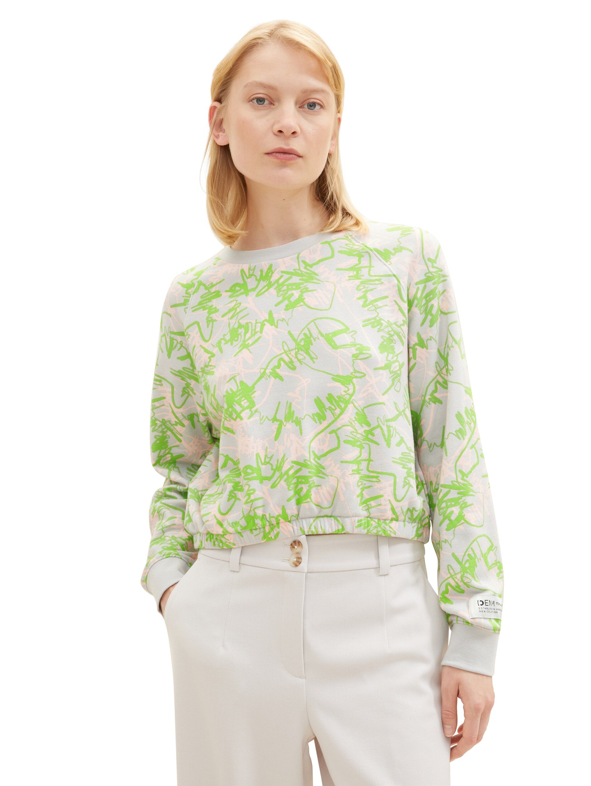 Cropped Sweatshirt With Elastic Hem_1038316_32432_02