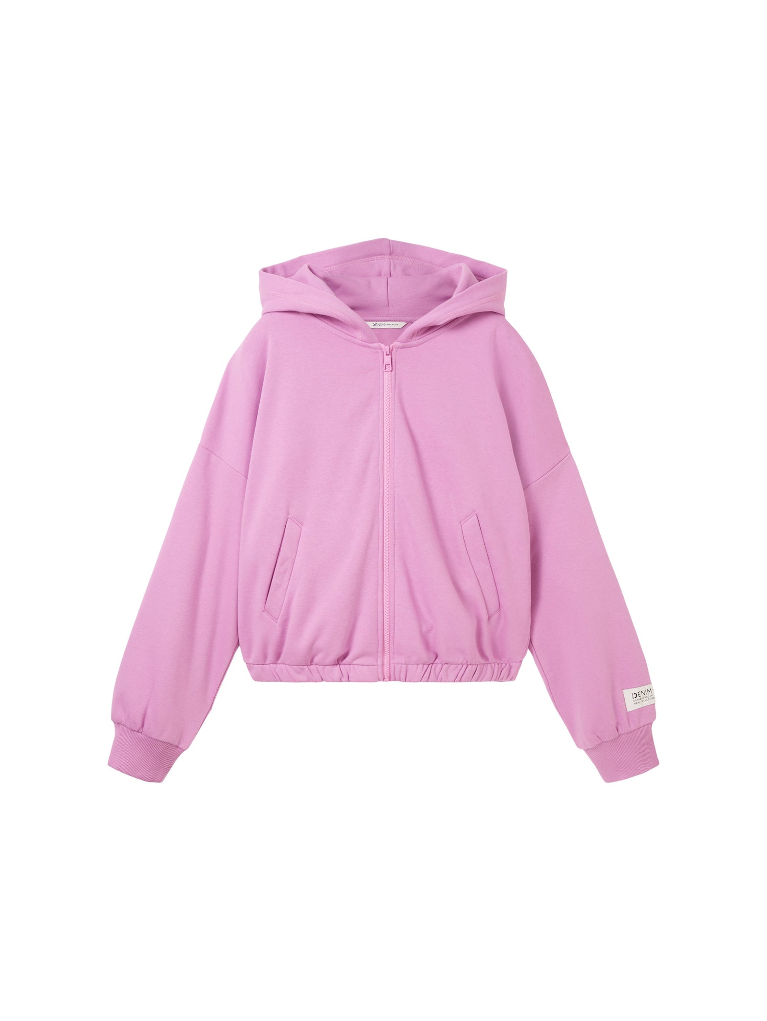 Zip Up Hoodie With Elastic Hem_1038373_32414_01