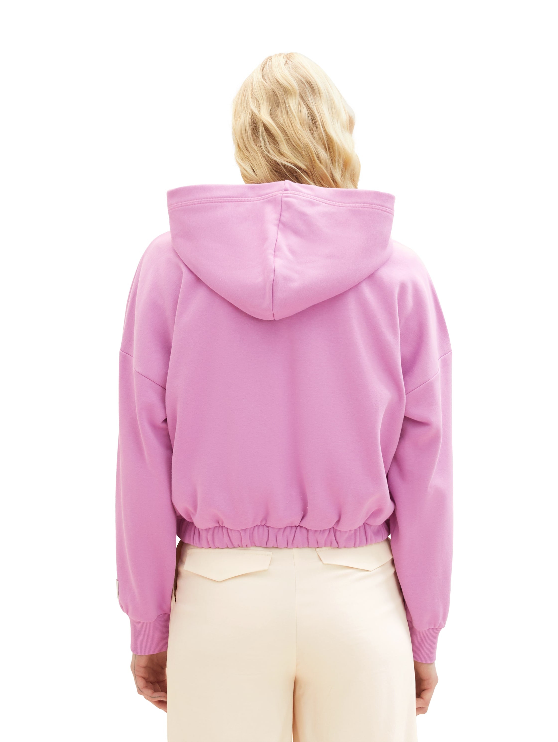 Zip Up Hoodie With Elastic Hem_1038373_32414_04