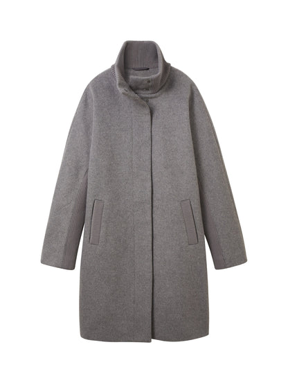 High Collar Coat With Hidden Button Placket_1038678_33761_01