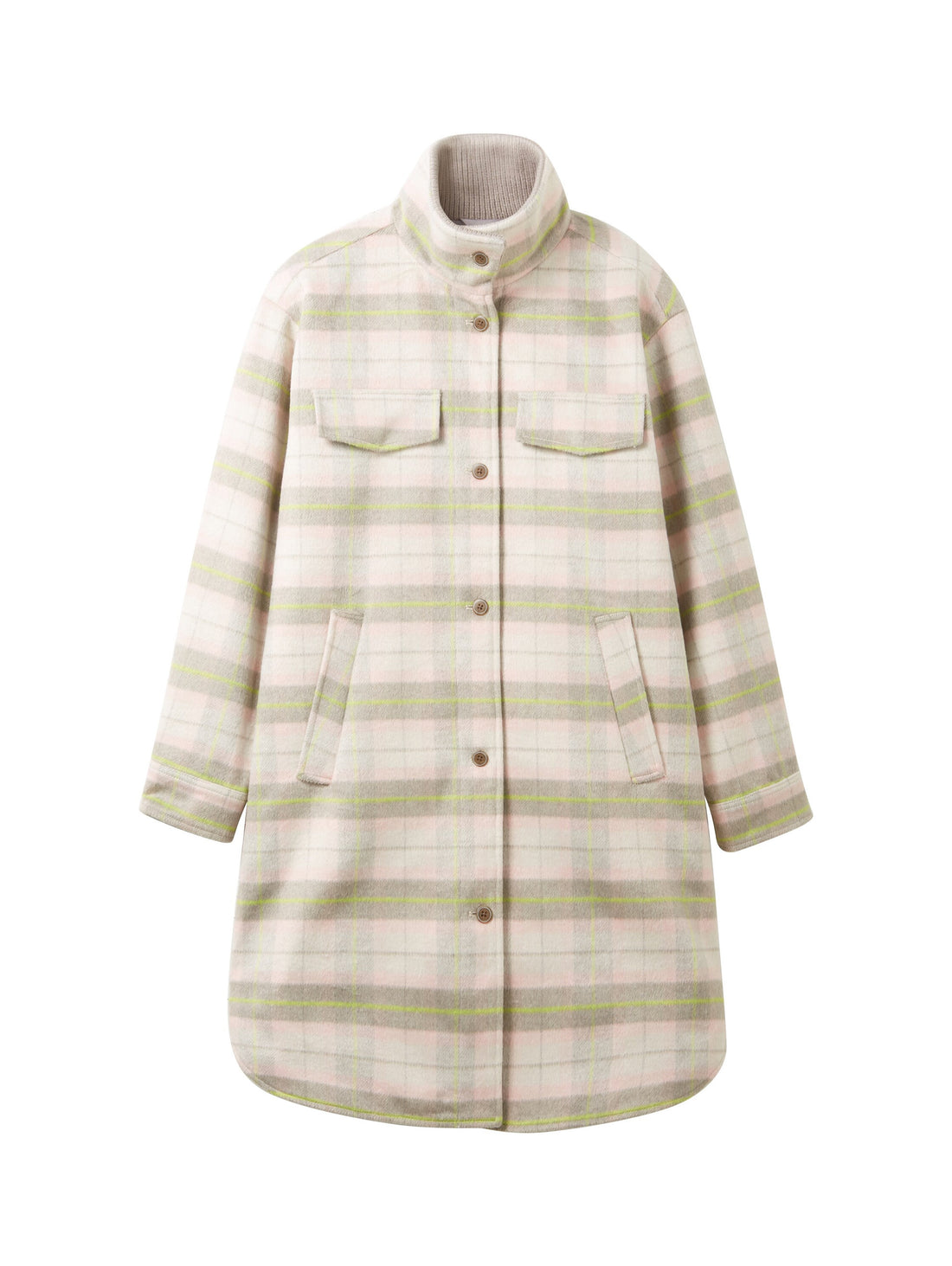 Checkered Coat With High Collar_1038686_32535_01