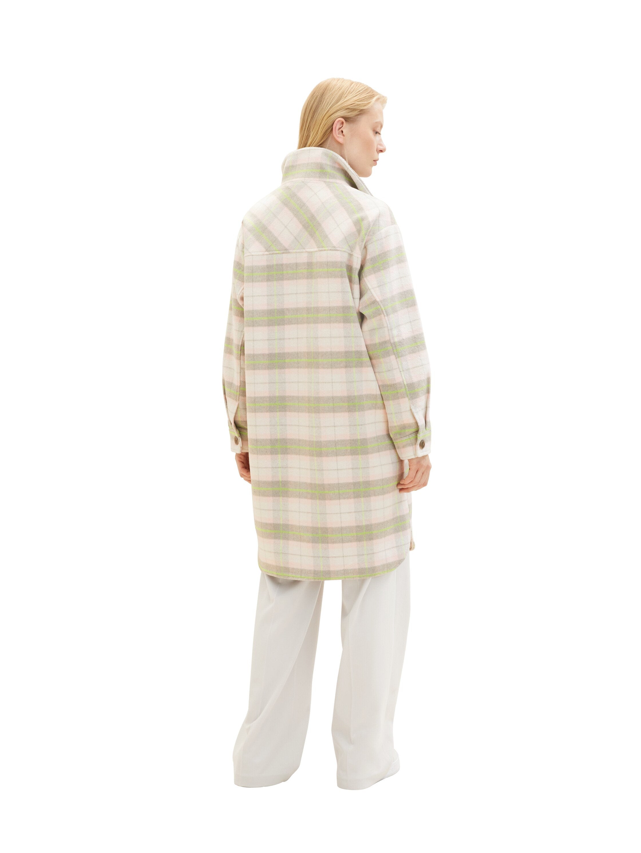 Checkered Coat With High Collar_1038686_32535_05