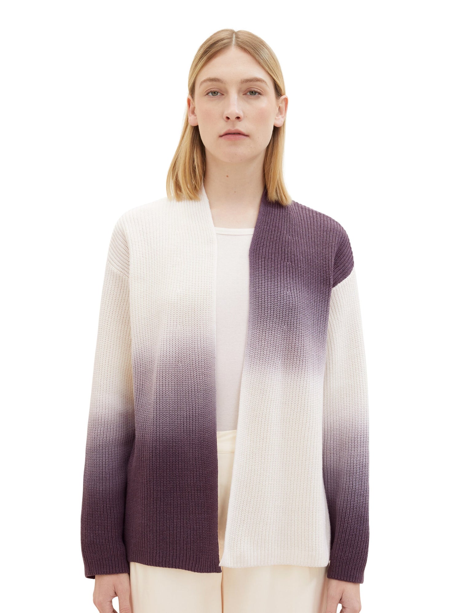 Color Block 3/4 Sleeve Sweater With High Collar_1038695_33799_02