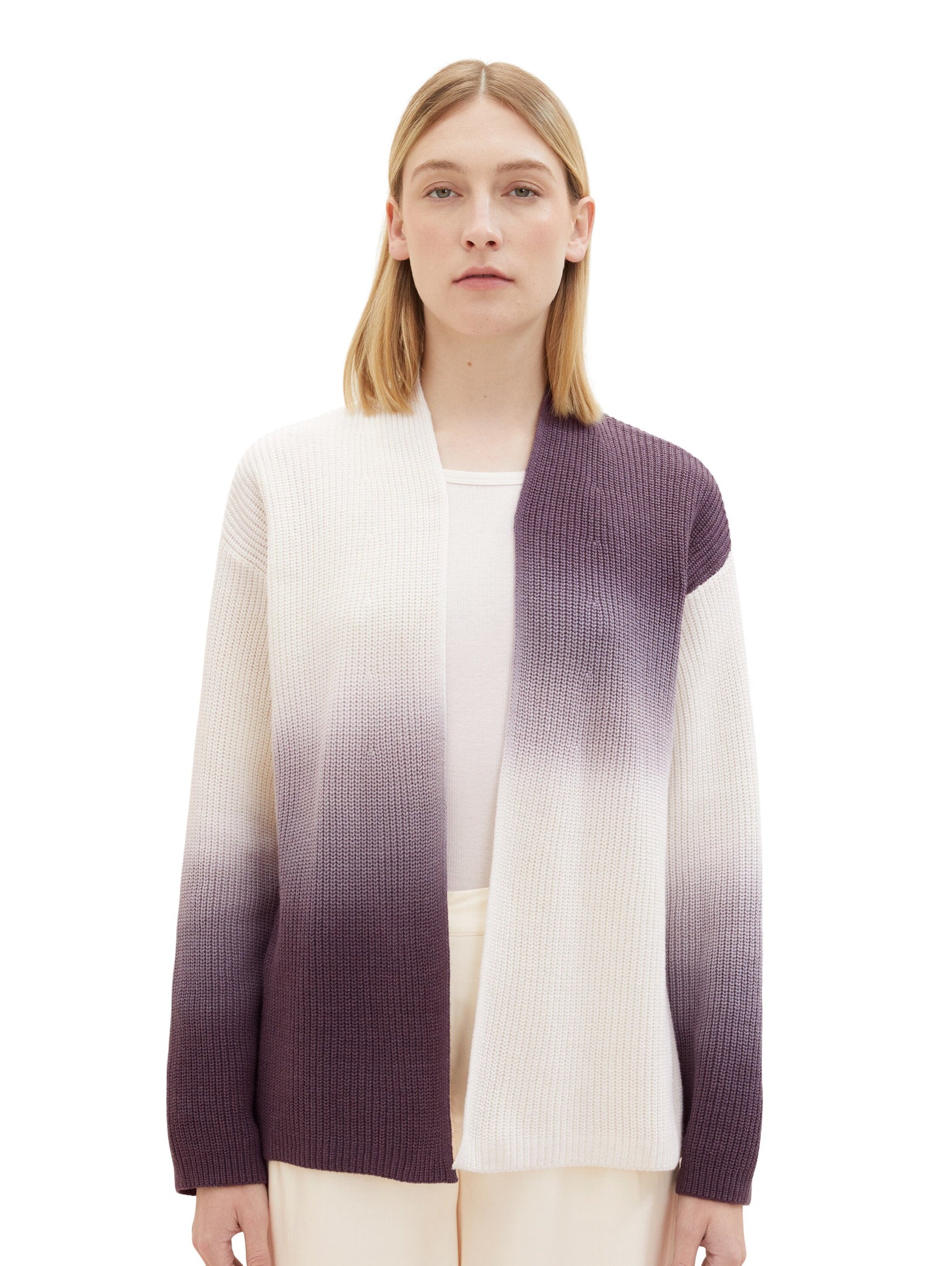 Color Block 3/4 Sleeve Sweater With High Collar_1038695_33799_02