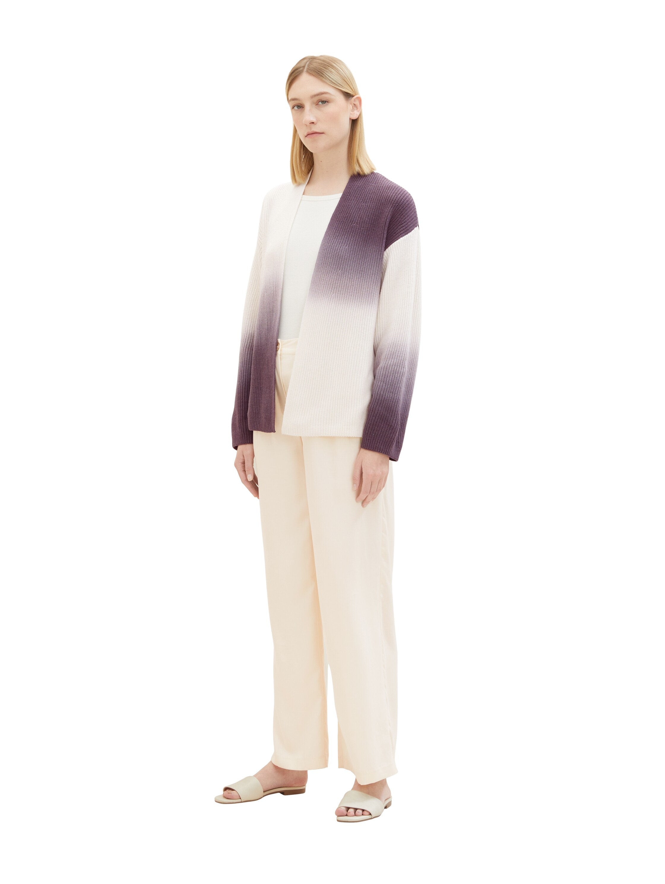 Color Block 3/4 Sleeve Sweater With High Collar_1038695_33799_04