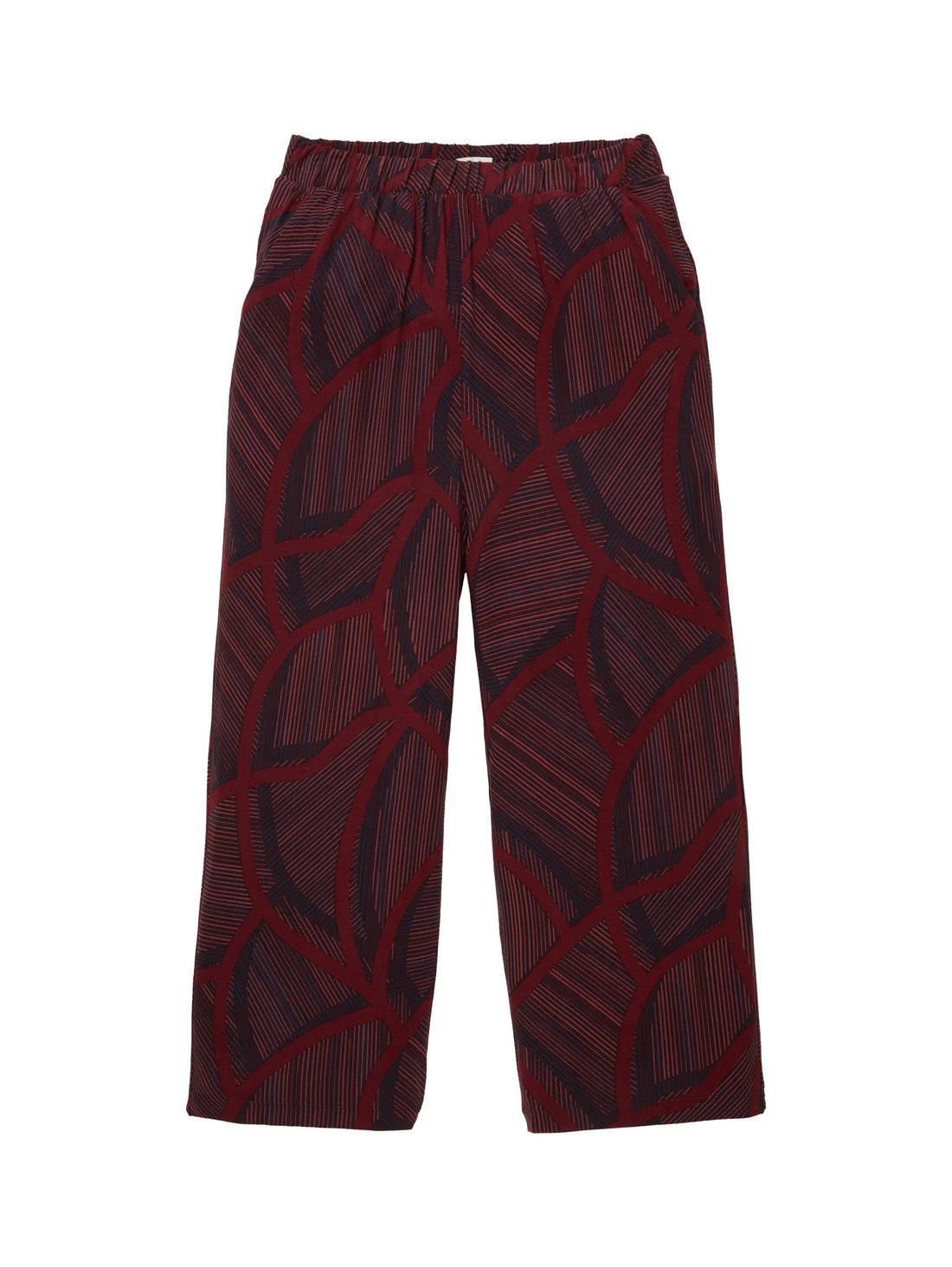 Cropped Printed Slip On Trousers_1039869_32363_01