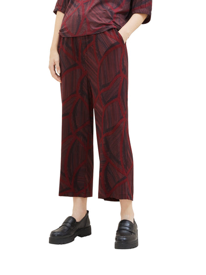 Cropped Printed Slip On Trousers_1039869_32363_02