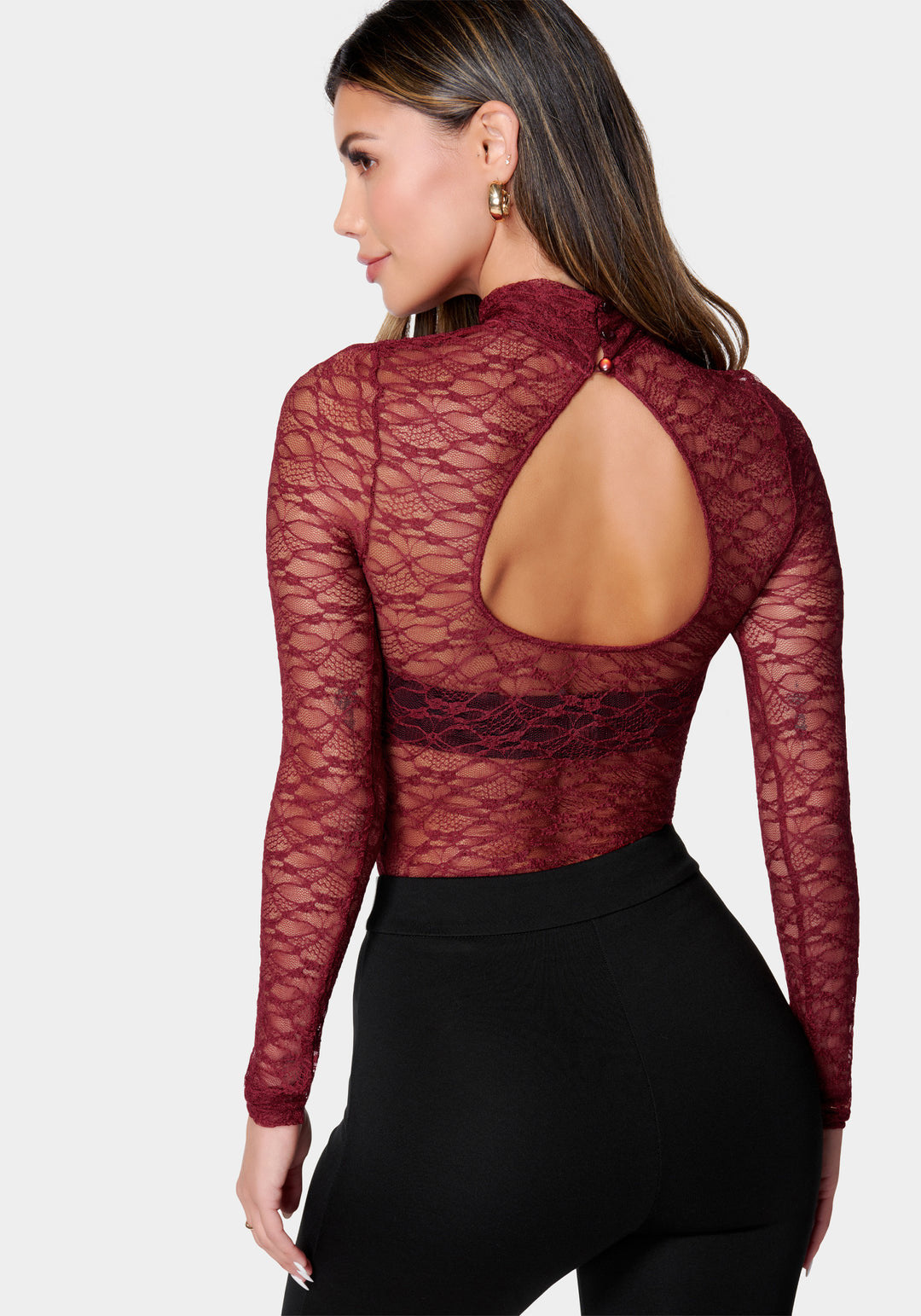 Mock Neck Lace Bodysuit_106325_Cabernet_3