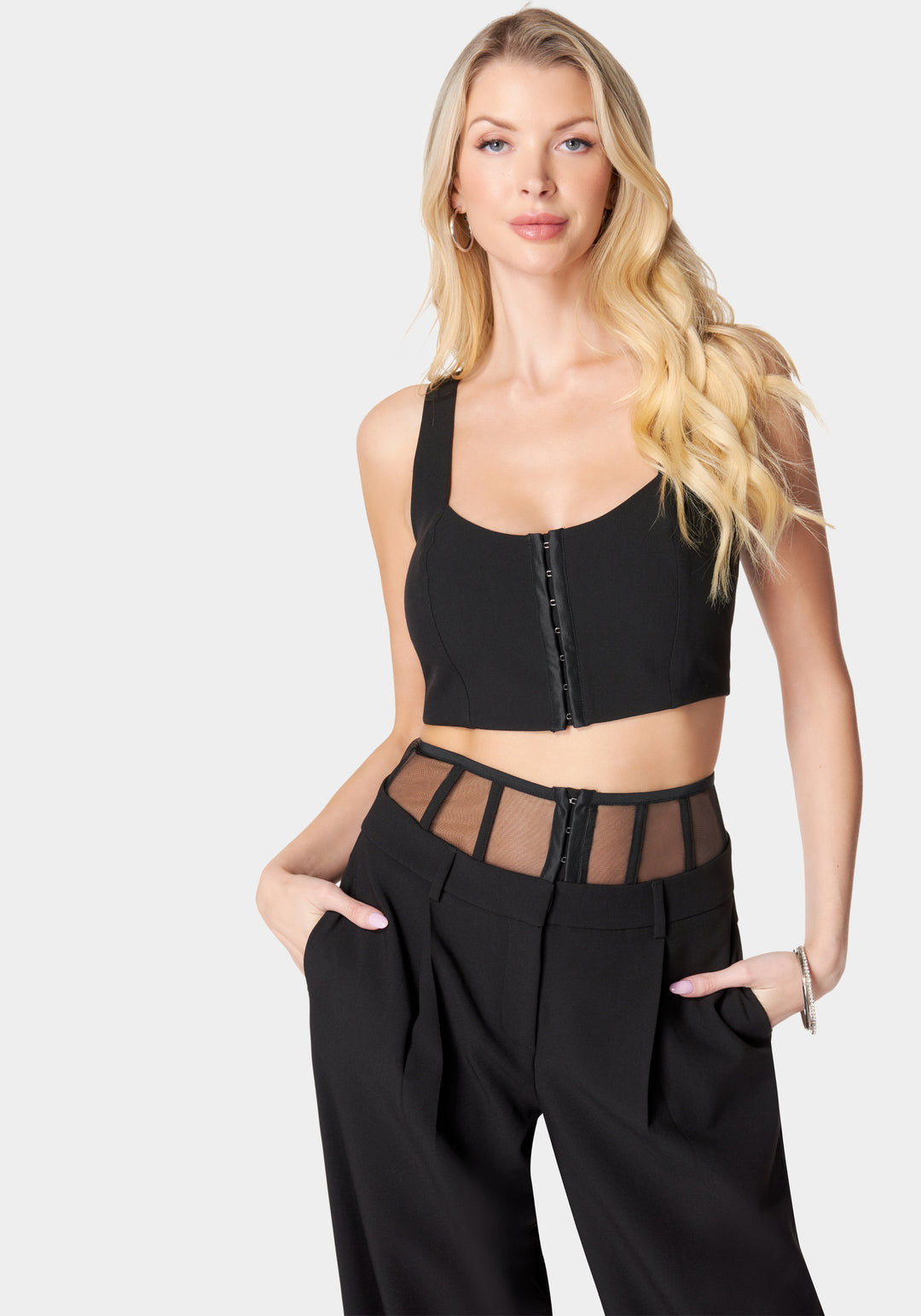 Hook &amp; Eye Front Bustier Top_106330_Black_1