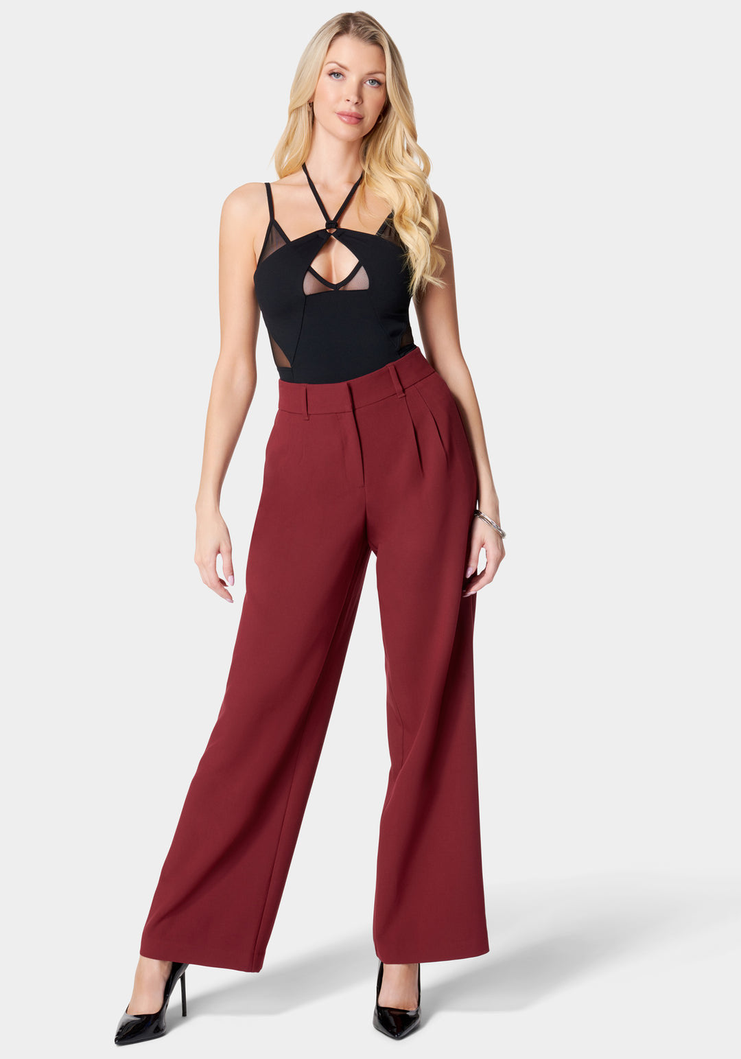 High Waist Tailored Wide Leg Pant_106346_Cabernet_1