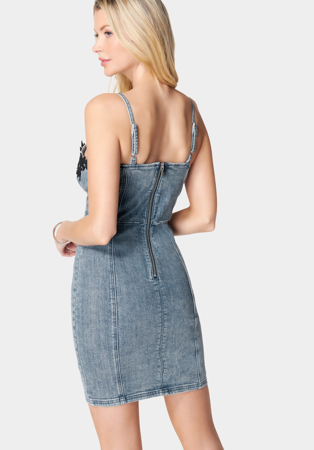 Lace Applique Denim Dress_106371_River Blue Wash_3