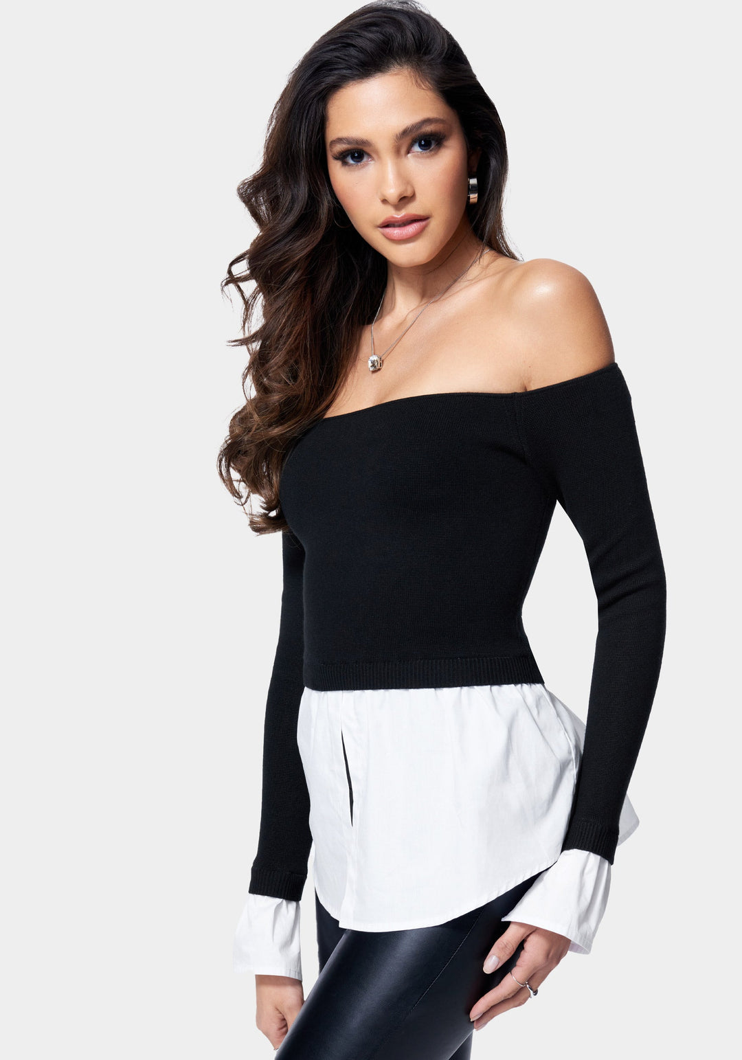 Black / White Alyssum Poplin Sweater Top