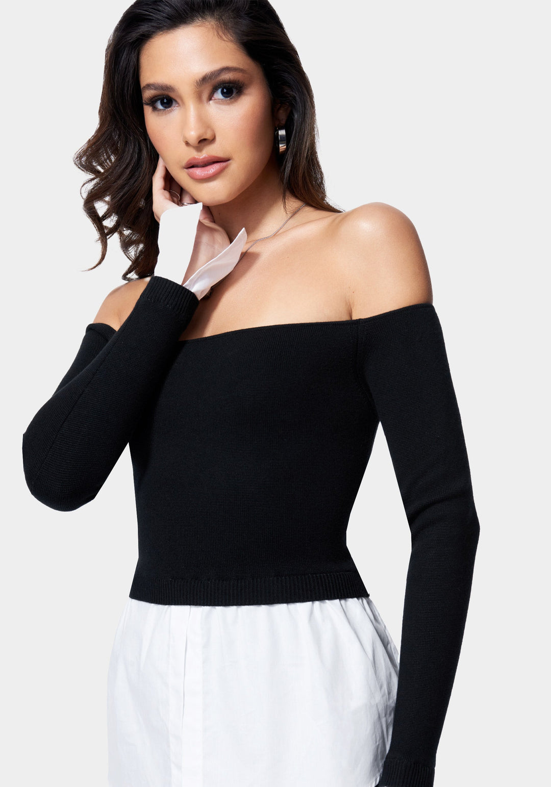 Black / White Alyssum Poplin Sweater Top