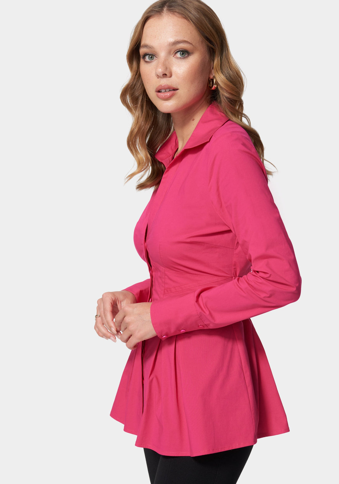 Pink Poplin Corset Detail Blouse