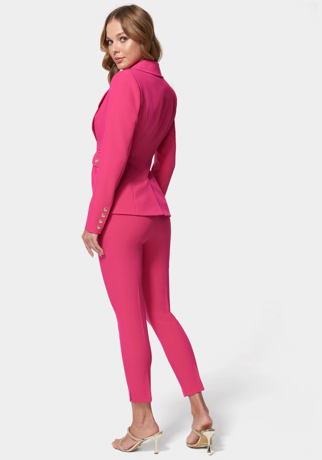 Pink High Waist Slim Leg Belted Pant