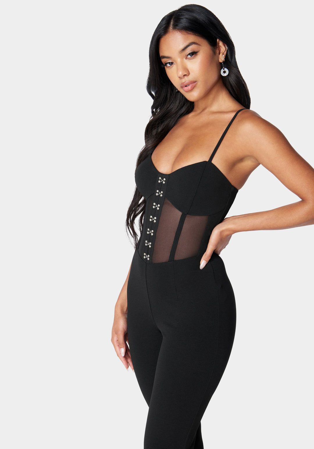 Corset Waist Slim Leg Jumpsuit_107427_Black_2
