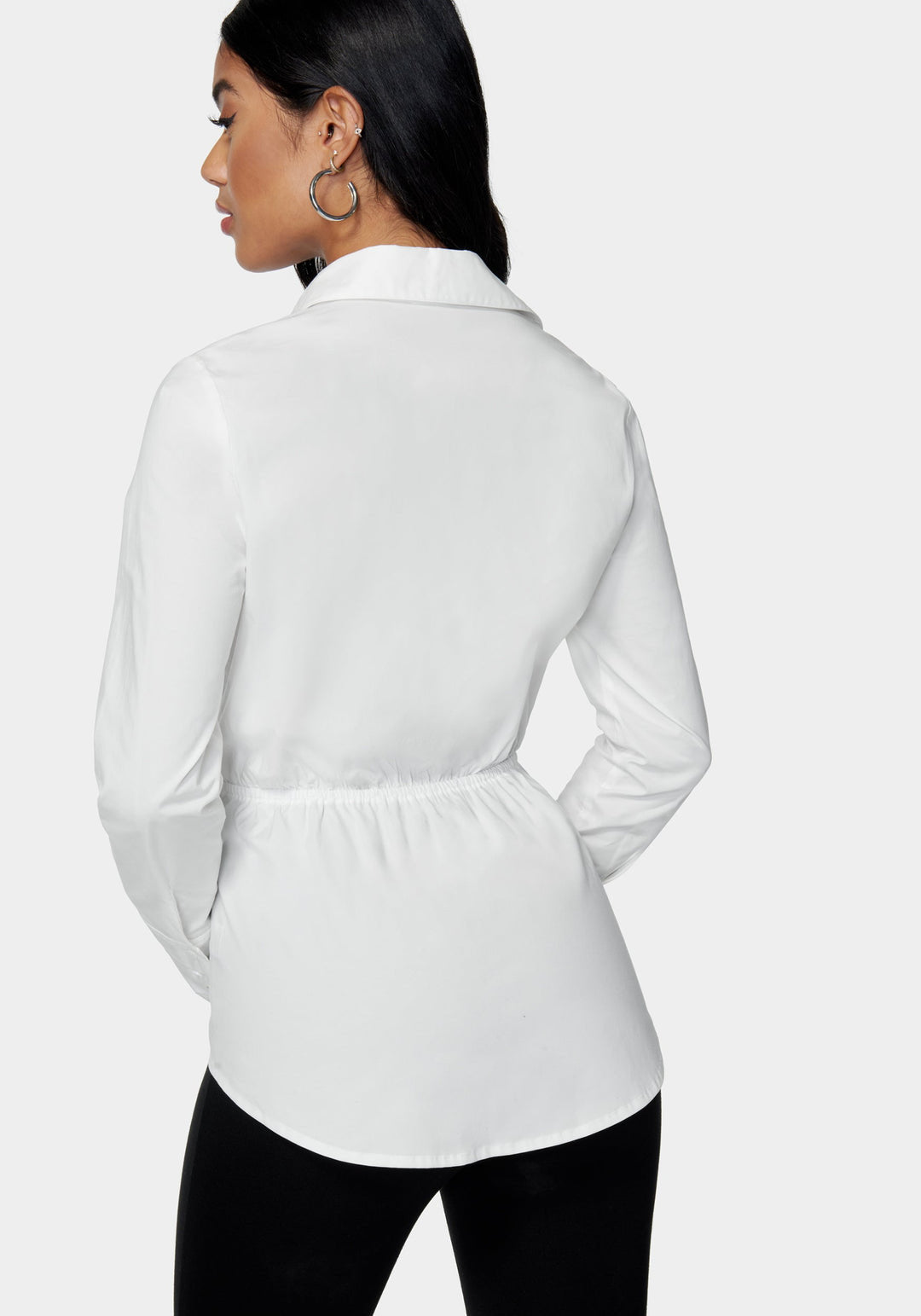 Shirt Collar Peplum Poplin Blouse_107482_White Alyssum_3