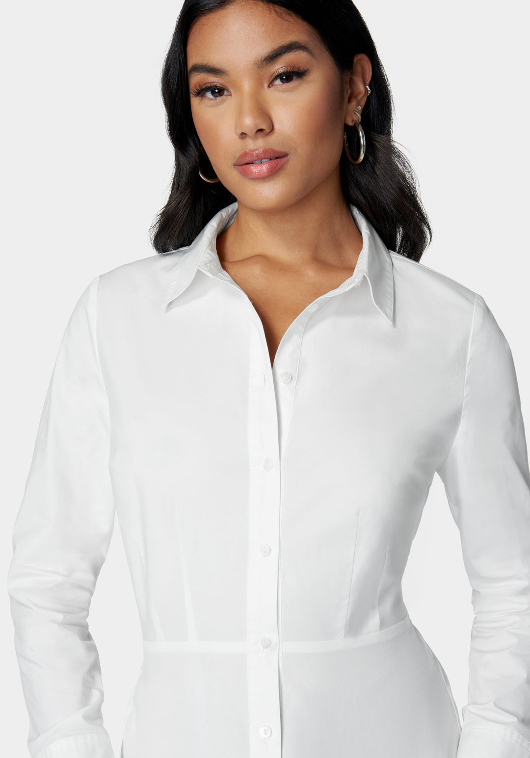 Shirt Collar Peplum Poplin Blouse_107482_White Alyssum_4